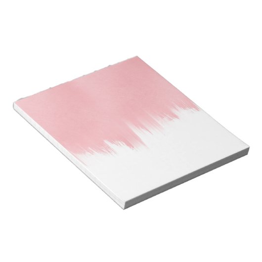 Modernes Rosa Pinselstriche in weißem Design Notizblock (angewinkelt)