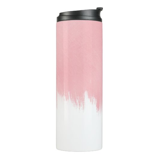 Modernes Rosa Pinselstriche in weißem Design Thermosbecher (Nach links gedreht)