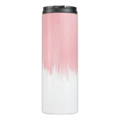 Modernes Rosa Pinselstriche in weißem Design Thermosbecher (Rückseite)