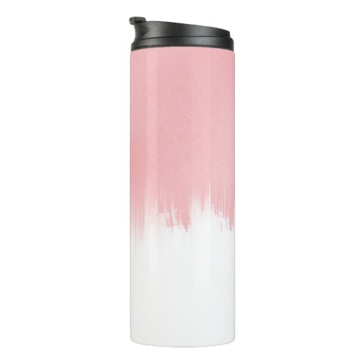 Modernes Rosa Pinselstriche in weißem Design Thermosbecher (Nach rechts gedreht)