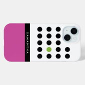 Modernes rosa Polka Dot Color Block Monogramm Case-Mate iPhone Hülle (Rückseite (Horizontal))