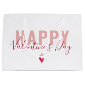 Modernes rosa Red Happy Valentine Day Script Große Geschenktüte (Vorderseite)