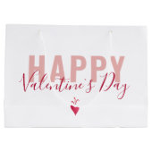 Modernes rosa Red Happy Valentine Day Script Große Geschenktüte (Rückseite)