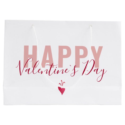 Modernes rosa Red Happy Valentine Day Script Große Geschenktüte (Rückseite)