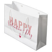 Modernes rosa Red Happy Valentine Day Script Große Geschenktüte (Vorderseite Schrägansicht)