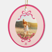 Modernes Rosa Retro Bows Trendy Christmas Foto Keramik Ornament (Links)