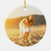 Modernes Rosa Retro Bows Trendy Christmas Foto Keramik Ornament (Hinten)