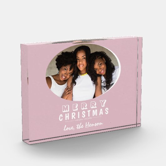 Modernes Rosa Rosa Frohe Weihnachtsfeiertage Fotoblock (Links)
