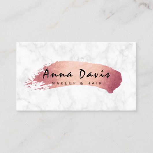 Modernes Rosa Rosa-Gold Pinselstrich Visitenkarte (Vorderseite)