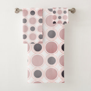 Modernes rosa rosa, graues Circle Pattern aus dem Badhandtuch Set