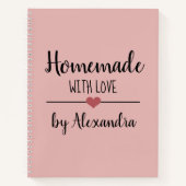 Modernes Rosa Rosa hausgemachte Liebe Rezept Notizblock (Vorderseite)