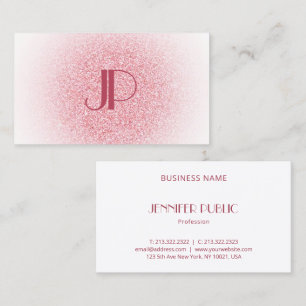 Modernes Rosa Rose Gold Glitzer Monogram Visitenkarte