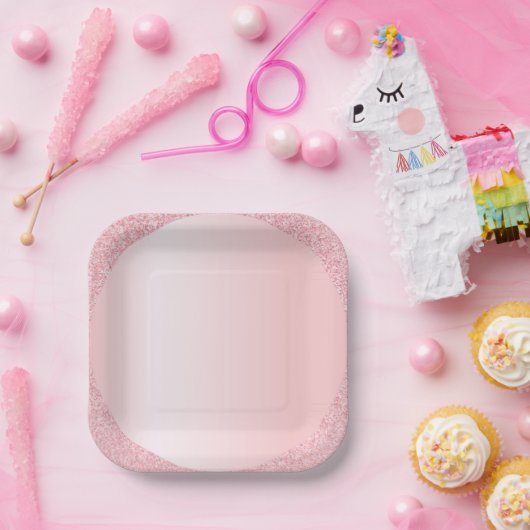 Modernes rosa Rose Gold Glitzer Template Pappteller (Party)