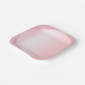 Modernes rosa Rose Gold Glitzer Template Pappteller (Gewinkelt)