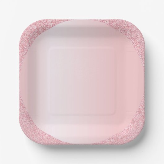 Modernes rosa Rose Gold Glitzer Template Pappteller (Vorderseite)