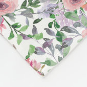 Modernes rosa Rosenblumen-Monogramm Fleecedecke (Ecke)
