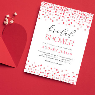 Modernes Rosa Rotes Herz Valentines Brautparty Einladung