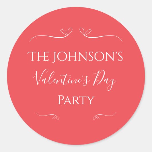 Modernes Rosa Rotes Valentinstag Party Runder Aufkleber (Vorderseite)