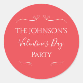 Modernes Rosa Rotes Valentinstag Party Runder Aufkleber