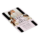 Modernes Rosa Save the Date 3 Foto Hochzeit Magnet (Rechte Seite)