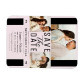 Modernes Rosa Save the Date 3 Foto Hochzeit Magnet (Horizontal)