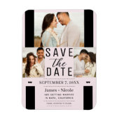 Modernes Rosa Save the Date 3 Foto Hochzeit Magnet (Vertikal)