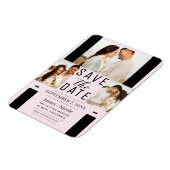 Modernes Rosa Save the Date 3 Foto Hochzeit Magnet (Linke Seite)
