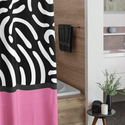Modernes, rosa Schwarz Abstraktes Muster Dorm Room Duschvorhang