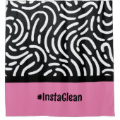 Modernes, rosa Schwarz Abstraktes Muster Dorm Room Duschvorhang (Vorderseite)