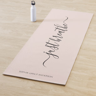 Modernes, rosa Schwarz atmen Eleganter Skriptname Yogamatte