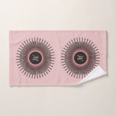 Modernes Rosa Schwarz Elegant Mit Monogramm Badhandtuch Set (Handtuch)