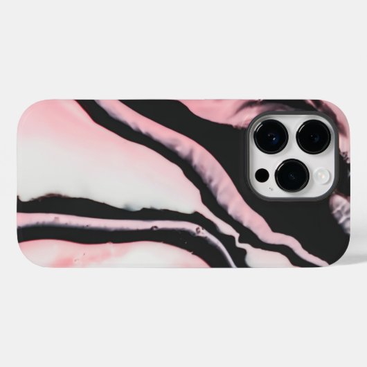 Modernes rosa, schwarz gestrichene Marmormuster Case-Mate iPhone Hülle (Rückseite (Horizontal))