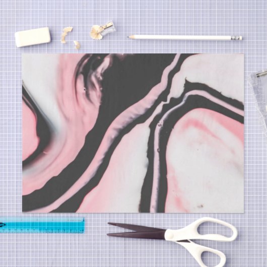 Modernes rosa, schwarz gestrichene Marmormuster Seidenpapier (Handwerk)