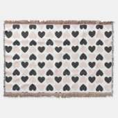 Modernes, rosa Schwarz Liebe Herzmuster Decke (Vorderseite)