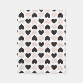 Modernes, rosa Schwarz Liebe Herzmuster Fleecedecke