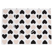 Modernes, rosa Schwarz Liebe Herzmuster Große Geschenktüte (Vorderseite)