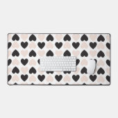 Modernes, rosa Schwarz Liebe Herzmuster Schreibtischunterlage (Tastatur & Maus)