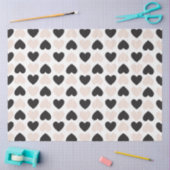 Modernes, rosa Schwarz Liebe Herzmuster Seidenpapier (Basteln)