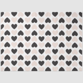 Modernes, rosa Schwarz Liebe Herzmuster Seidenpapier