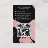 Modernes Rosa-Schwarz-Marmor-Logo Social Media QR Visitenkarte (Rückseite)