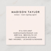 Modernes rosa Schwarzes Federchen Quill Nib Öffent Quadratische Visitenkarte (Rückseite)