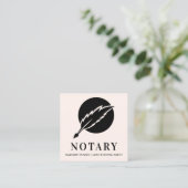 Modernes rosa Schwarzes Federchen Quill Nib Öffent Quadratische Visitenkarte (Stehend Vorderseite)