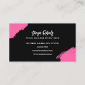 Modernes rosa Schwarzes Make-up Visitenkarte (Rückseite)