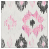 Modernes rosa schwarzes modisches ikat Muster Stoff (Nahaufnahme)