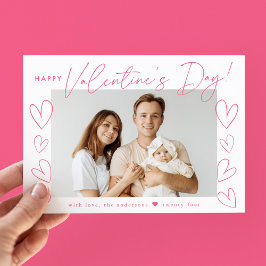Modernes Rosa-Script-Valentinstag-Foto Feiertagskarte