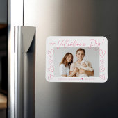 Modernes Rosa-Script-Valentinstag-Foto Magnet