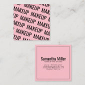 Modernes, rosa, sich wiederholendes Textmuster Quadratische Visitenkarte (Vorne/Hinten)