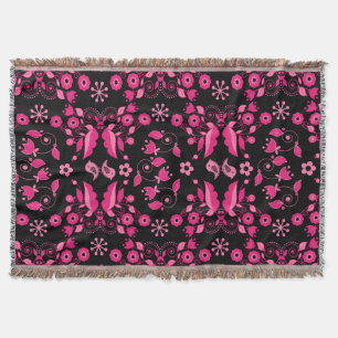 Modernes rosa skandinavisches Blumenmuster Decke