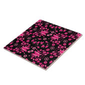 Modernes rosa skandinavisches Blumenmuster Fliese (Seite)