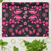 Modernes rosa skandinavisches Blumenmuster Geschirrtuch (Gefaltet)